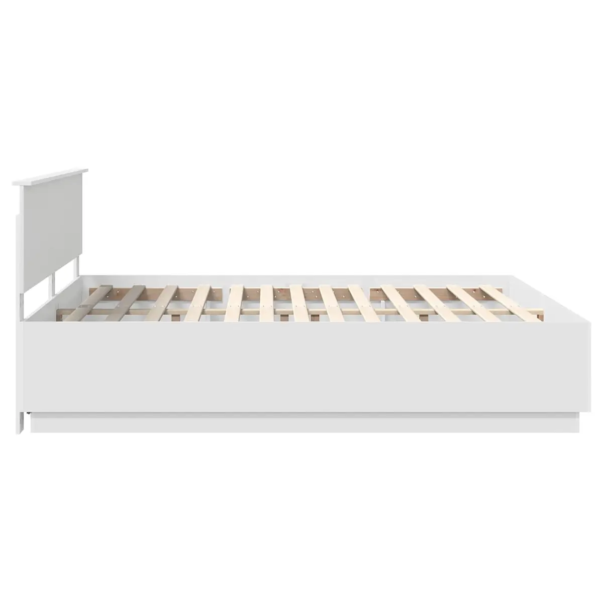 Bed Frame White 180 x 200 cm Wall-Mounted Headboard Modern Engineered Wood