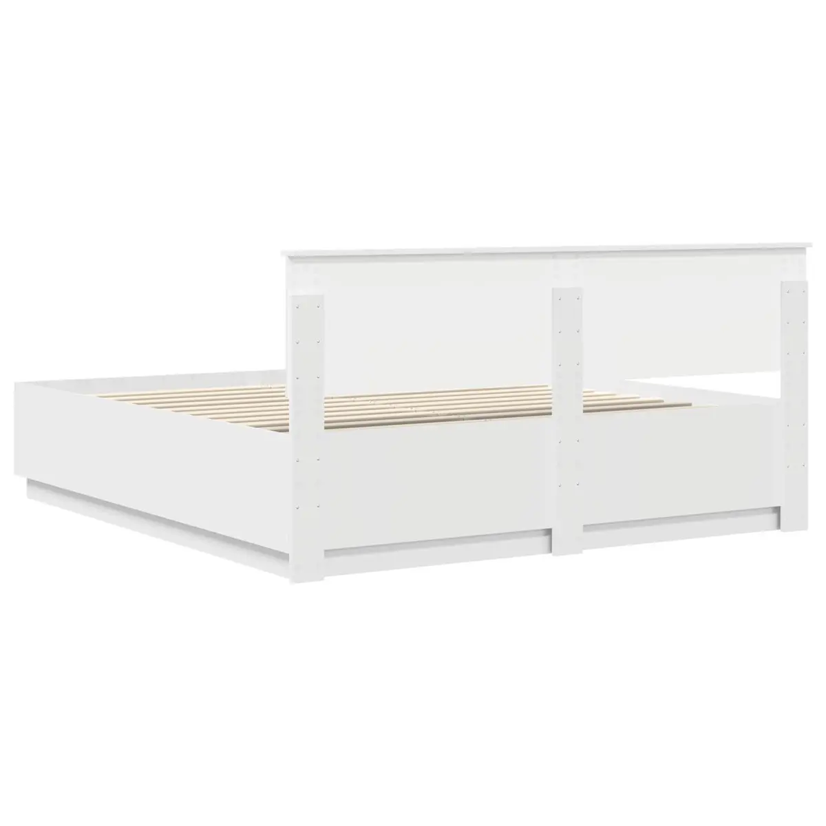 Bed Frame White 180 x 200 cm Wall-Mounted Headboard Modern Engineered Wood