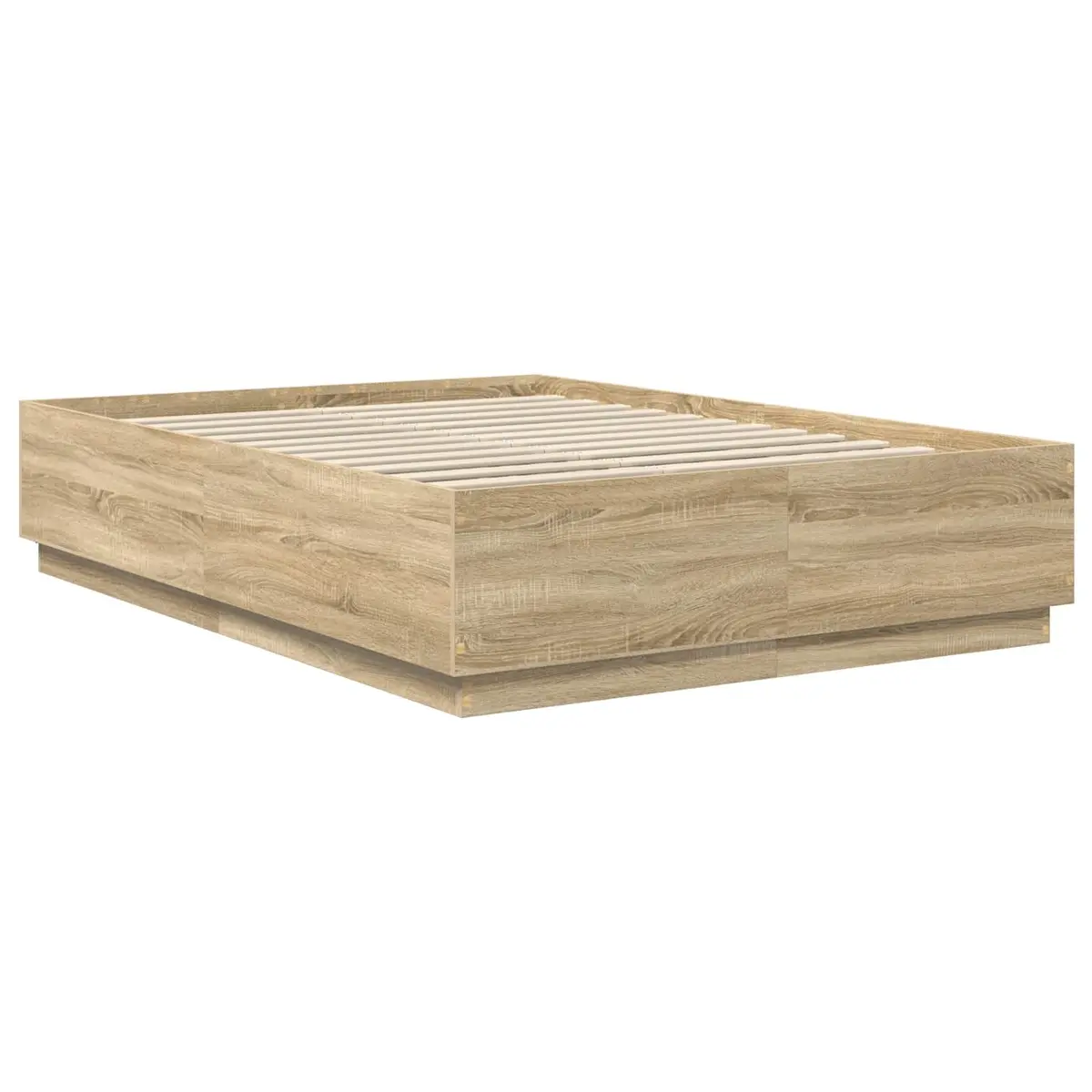 Bed Frame Brown Modern 150 x 200 cm Wall-Mounted Headboard Engineered Wood