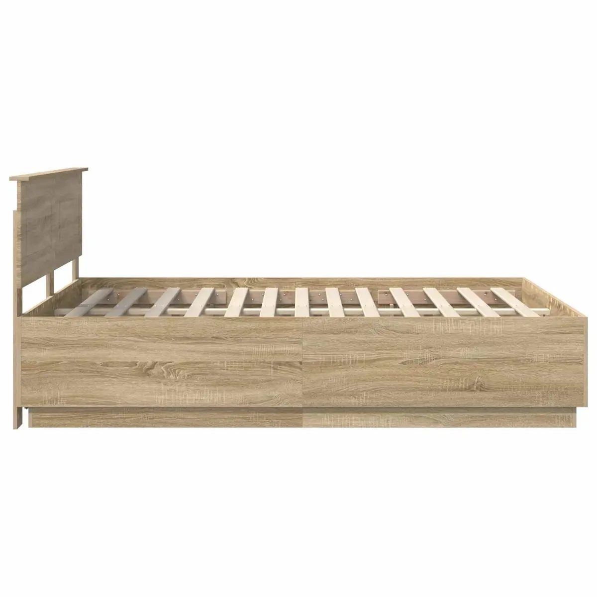 Bed Frame Brown Modern 150 x 200 cm Wall-Mounted Headboard Engineered Wood