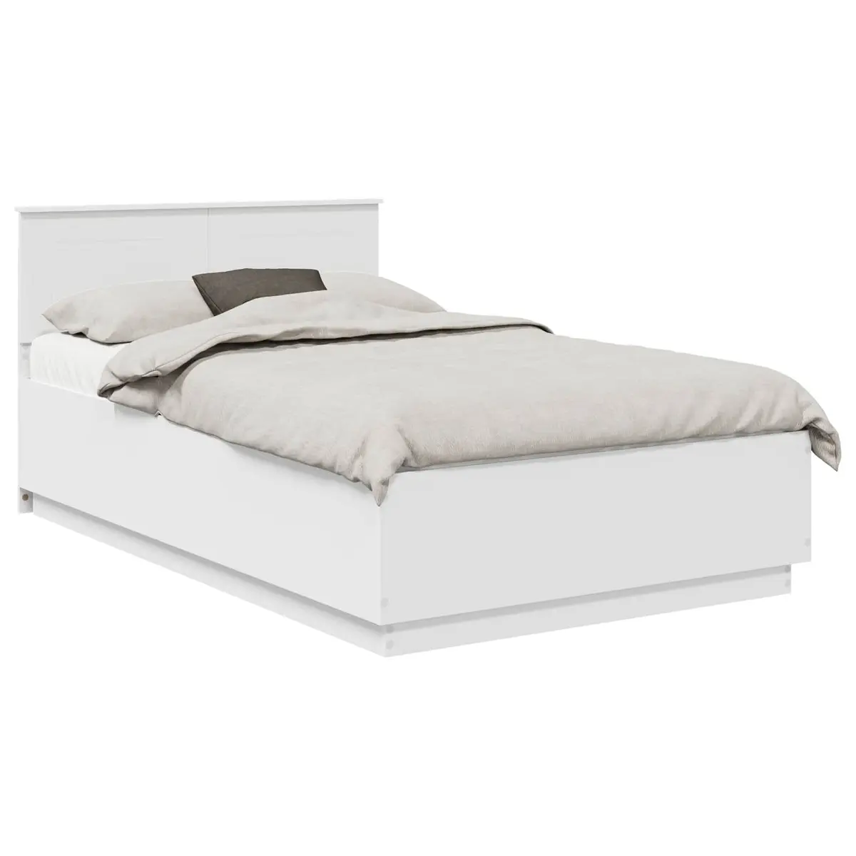 White Bed Frame with Adjustable Headboard 135 x 190 cm