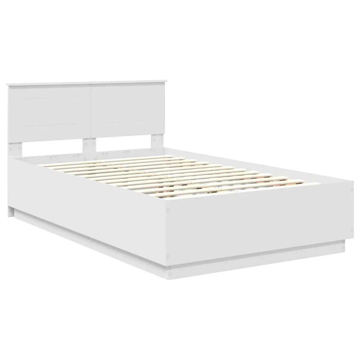 White Bed Frame with Adjustable Headboard 135 x 190 cm