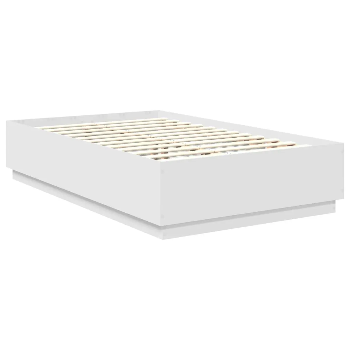 White Bed Frame with Adjustable Headboard 135 x 190 cm
