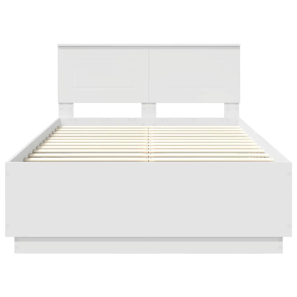 White Bed Frame with Adjustable Headboard 135 x 190 cm