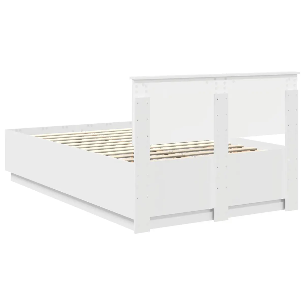 White Bed Frame with Adjustable Headboard 135 x 190 cm