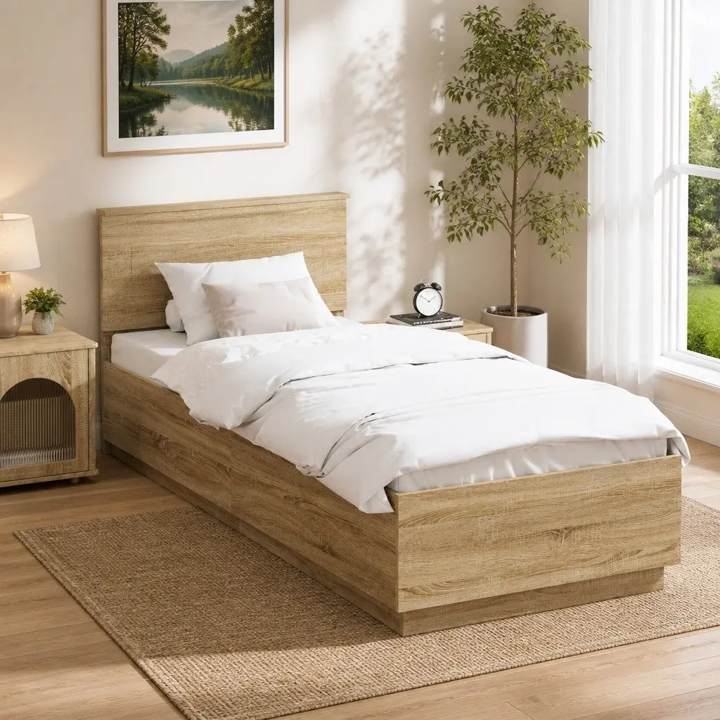 Bed Frame with Adjustable Headboard 90 x 190 cm
