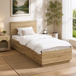 Comfortable Bed Frame with Adjustable Headboard 90 x 190 cm