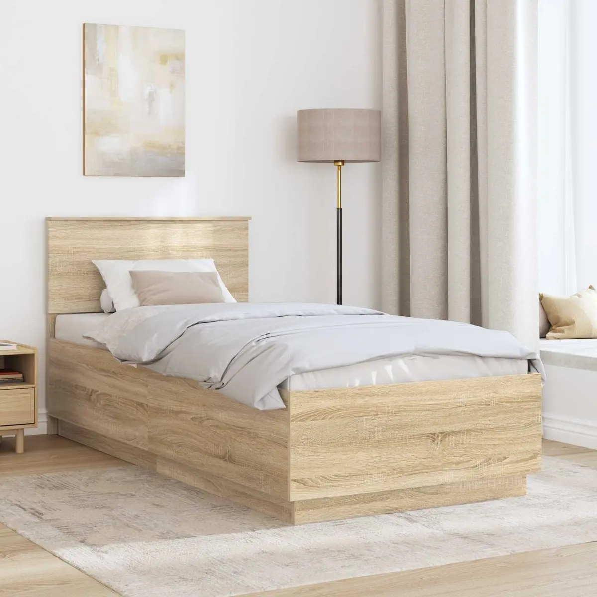 Bed Frame with Adjustable Headboard 90 x 190 cm