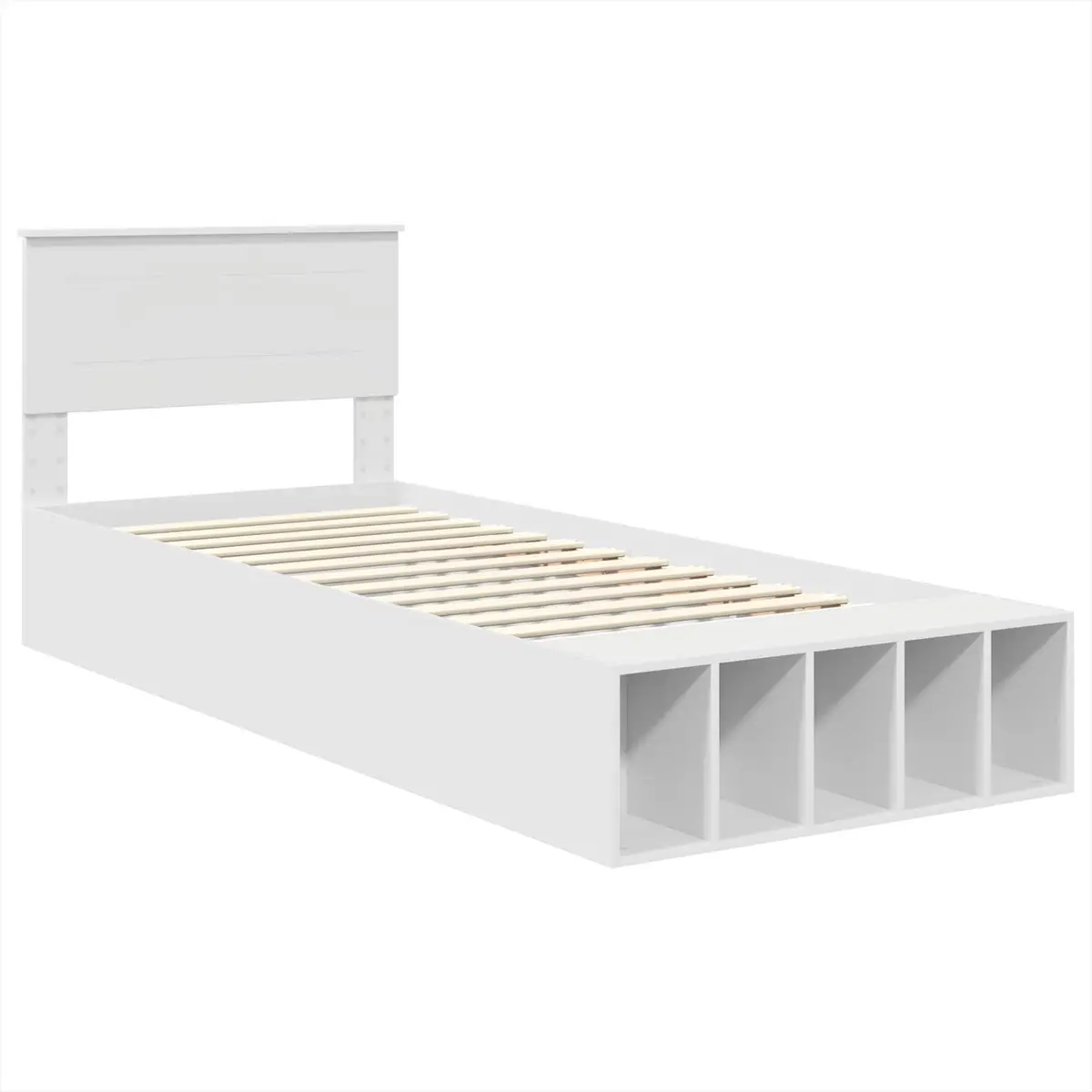 White Bed Frame with Storage and Adjustable Footboard