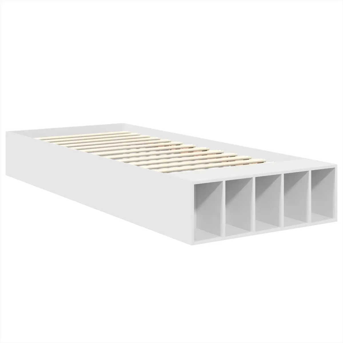 White Bed Frame with Storage and Adjustable Footboard