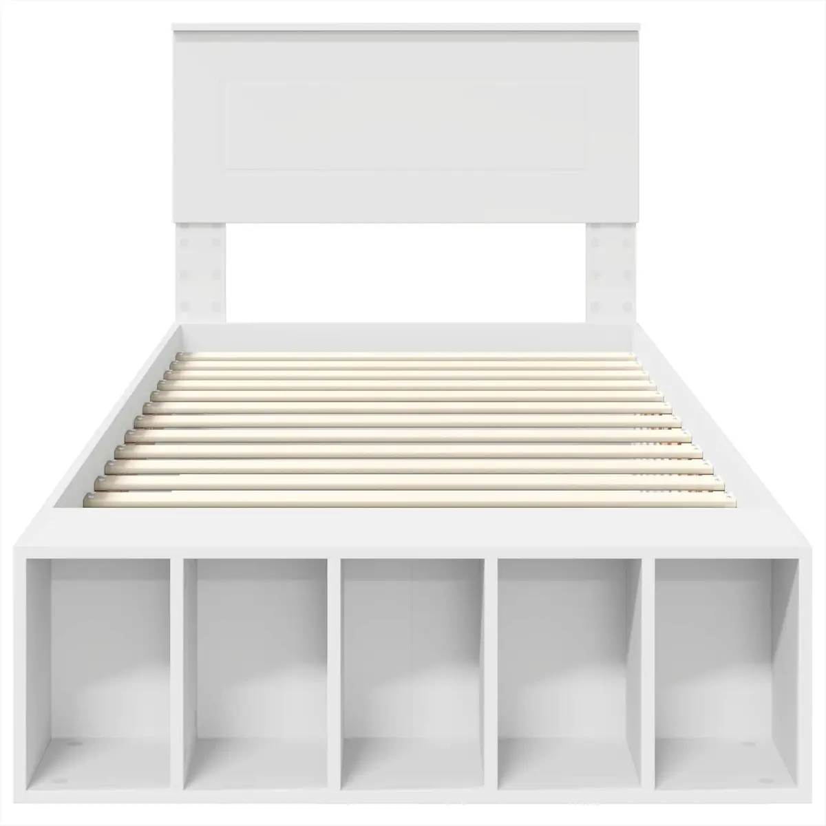 White Bed Frame with Storage and Adjustable Footboard