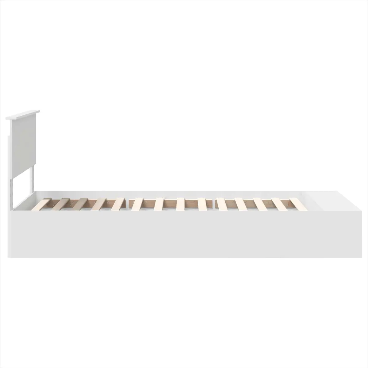 White Bed Frame with Storage and Adjustable Footboard