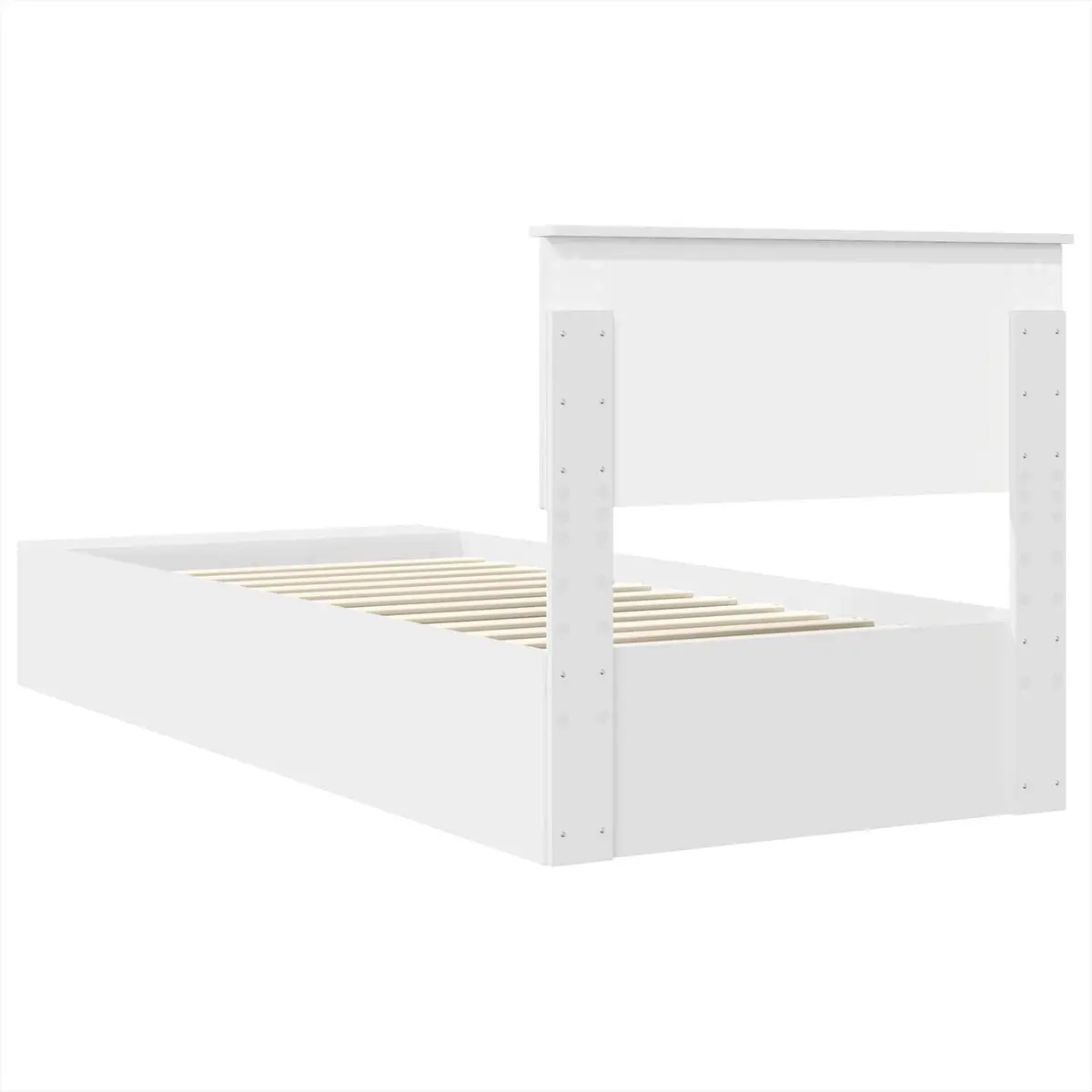White Bed Frame with Storage and Adjustable Footboard