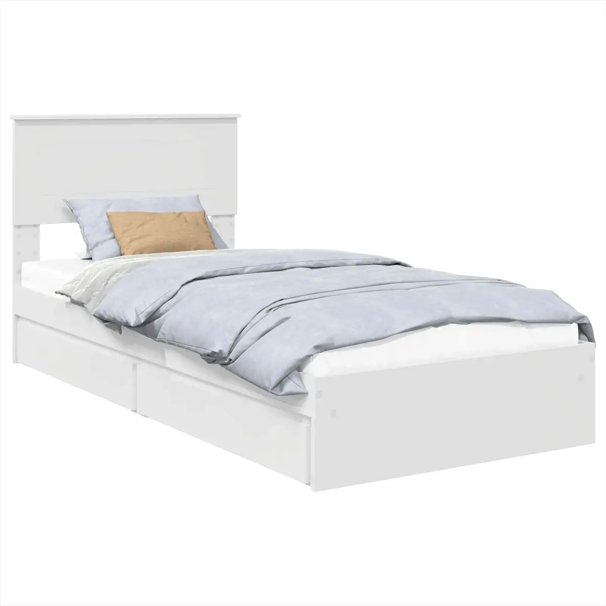 Storage Bed Frame with Drawer White 90 x 190 cm Engineered Wood
