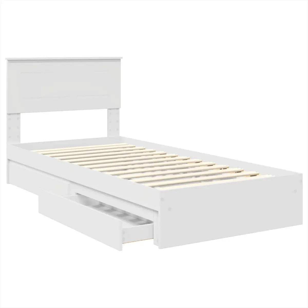 Storage Bed Frame with Drawer White 90 x 190 cm Engineered Wood