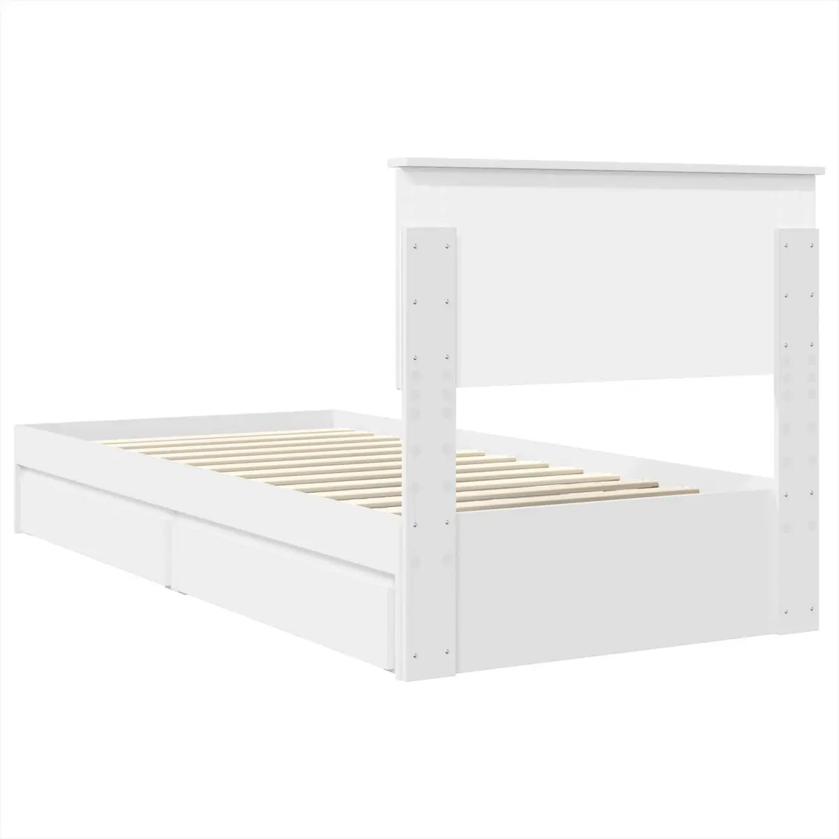 Storage Bed Frame with Drawer White 90 x 190 cm Engineered Wood