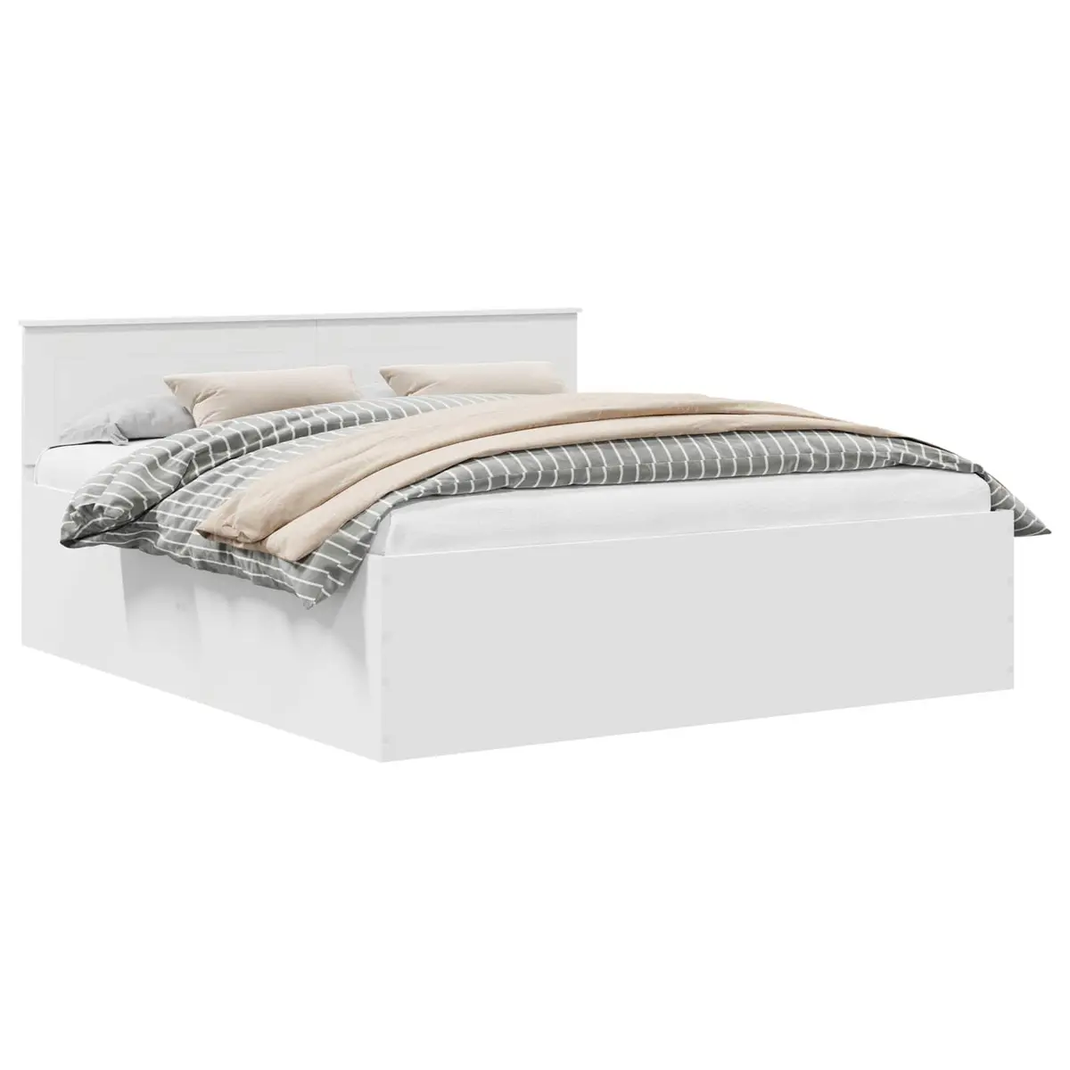 Bed Frame with Headboard White 180 x 200 cm Modern Engineered Wood