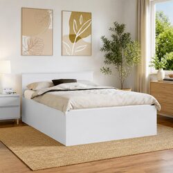 White Bed Frame with Headboard 150 x 200 cm