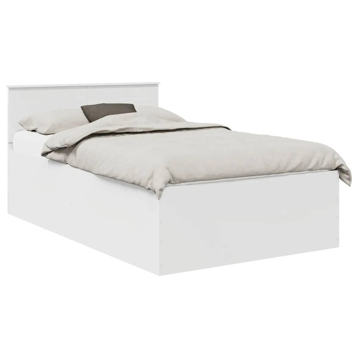 White Bed Frame with Headboard 135 x 190 cm