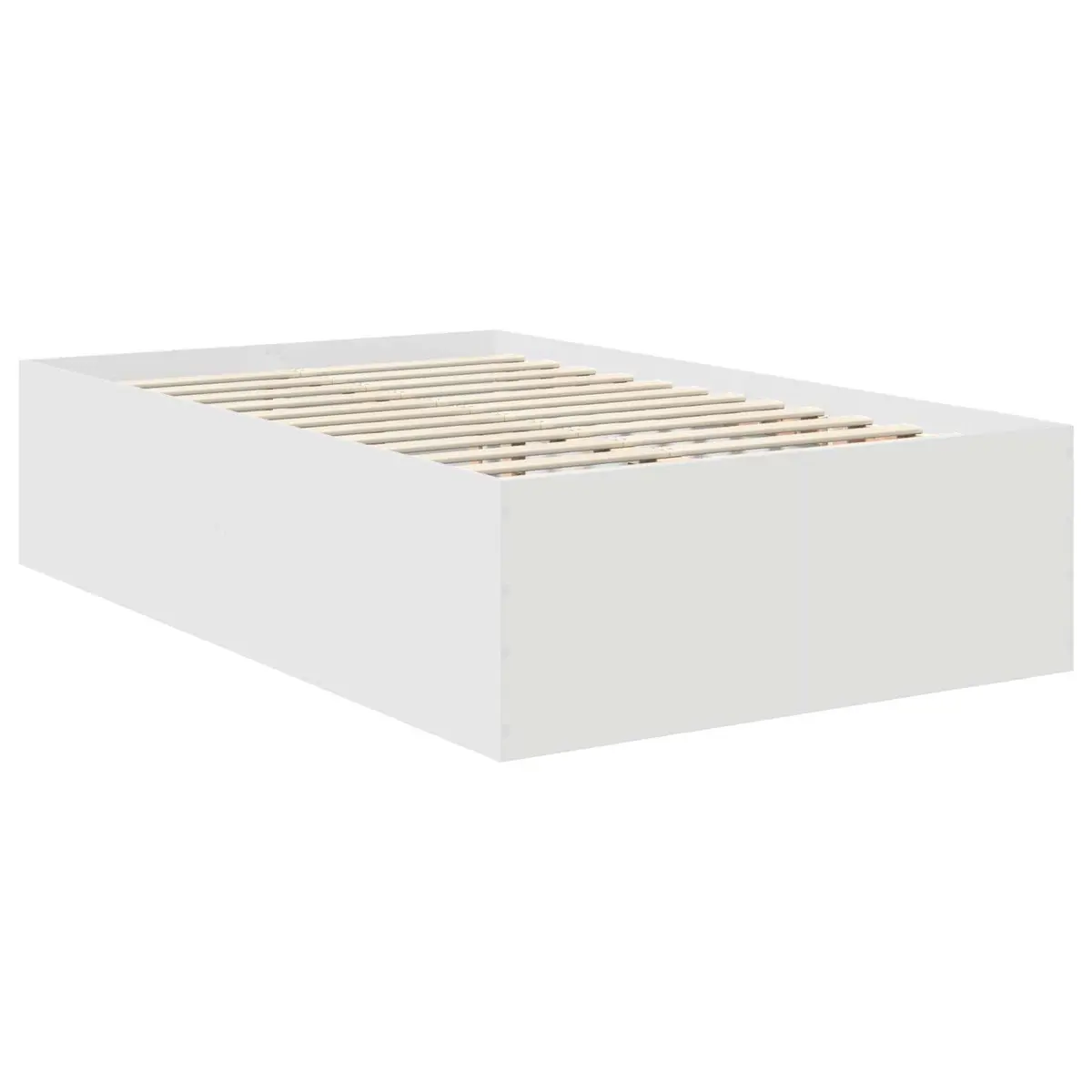 White Bed Frame with Headboard 135 x 190 cm