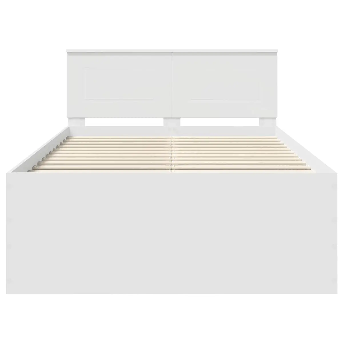 White Bed Frame with Headboard 135 x 190 cm