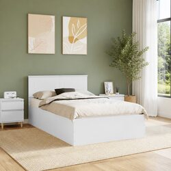 White Bed Frame with Headboard 135 x 190 cm