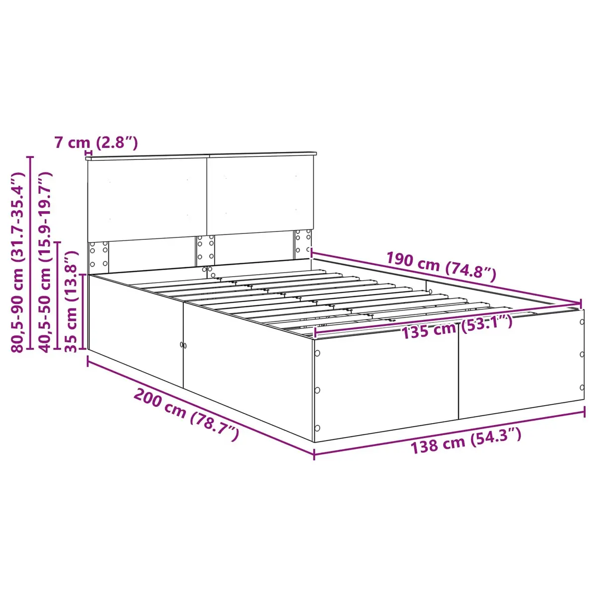 White Bed Frame with Headboard, Easy Care