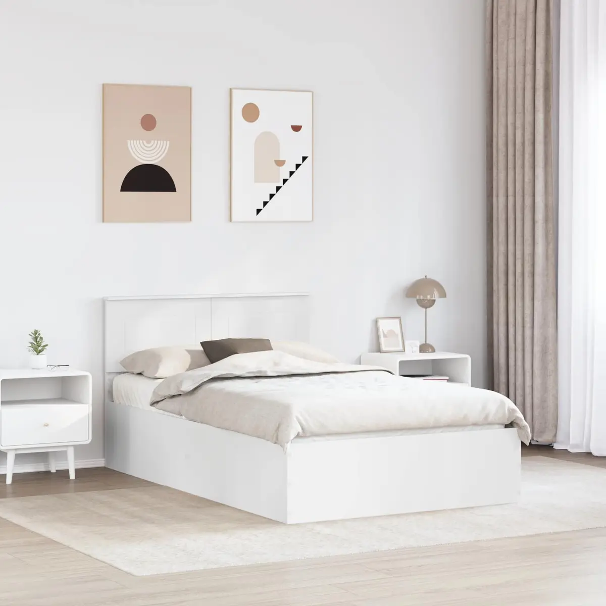 White Bed Frame with Headboard, Easy Care