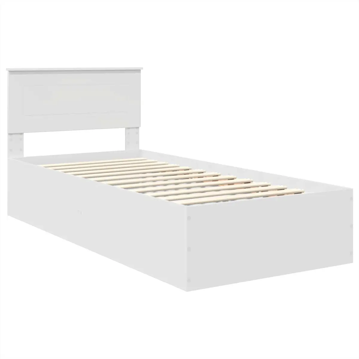 White Bed Frame with Headboard 90 x 190 cm