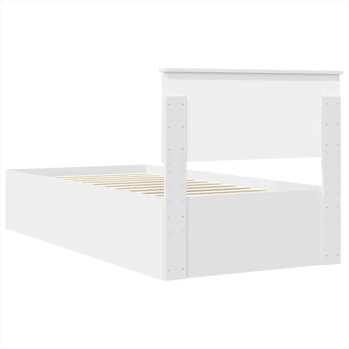 White Bed Frame with Headboard 90 x 190 cm