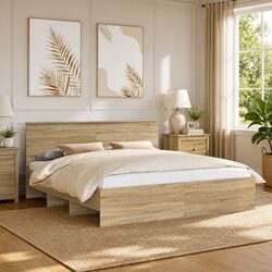 Comfortable Brown Bed Frame 180 x 200 cm with Headboard