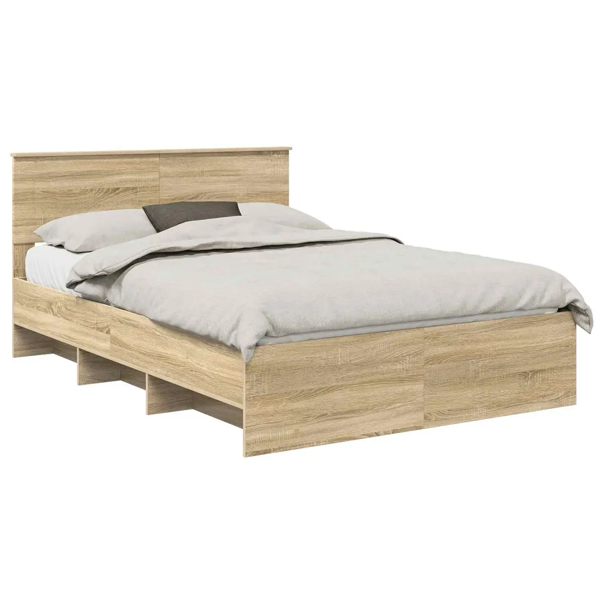 Bed Frame 150 x 200 cm in Brown with Headboard
