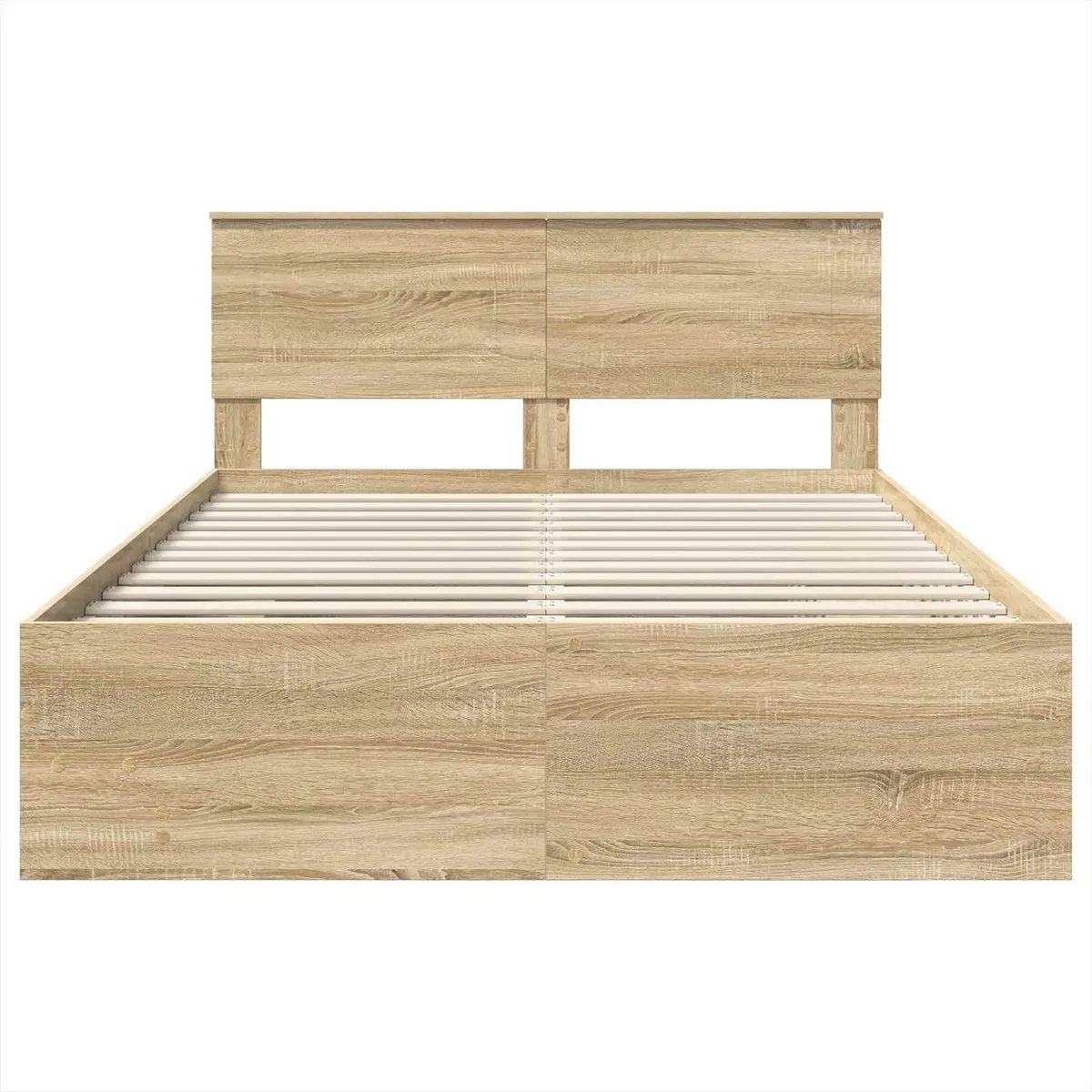 Bed Frame 150 x 200 cm in Brown with Headboard