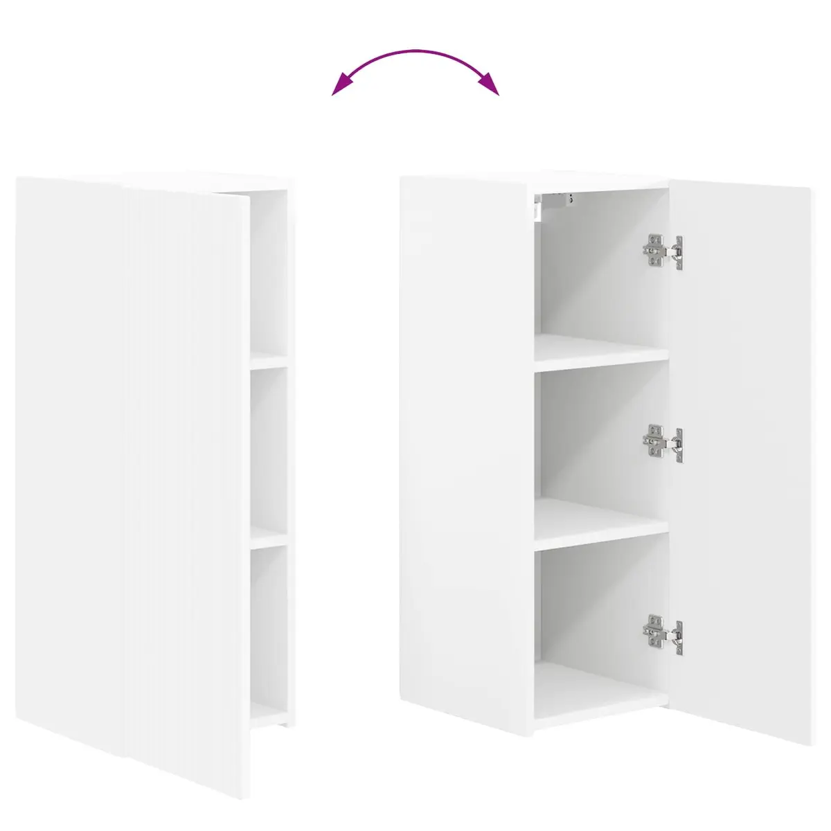 TV Wall Cabinet Set Modern White 4 Piece Engineered Wood Wall-Mounted Storage Shelves Living Room