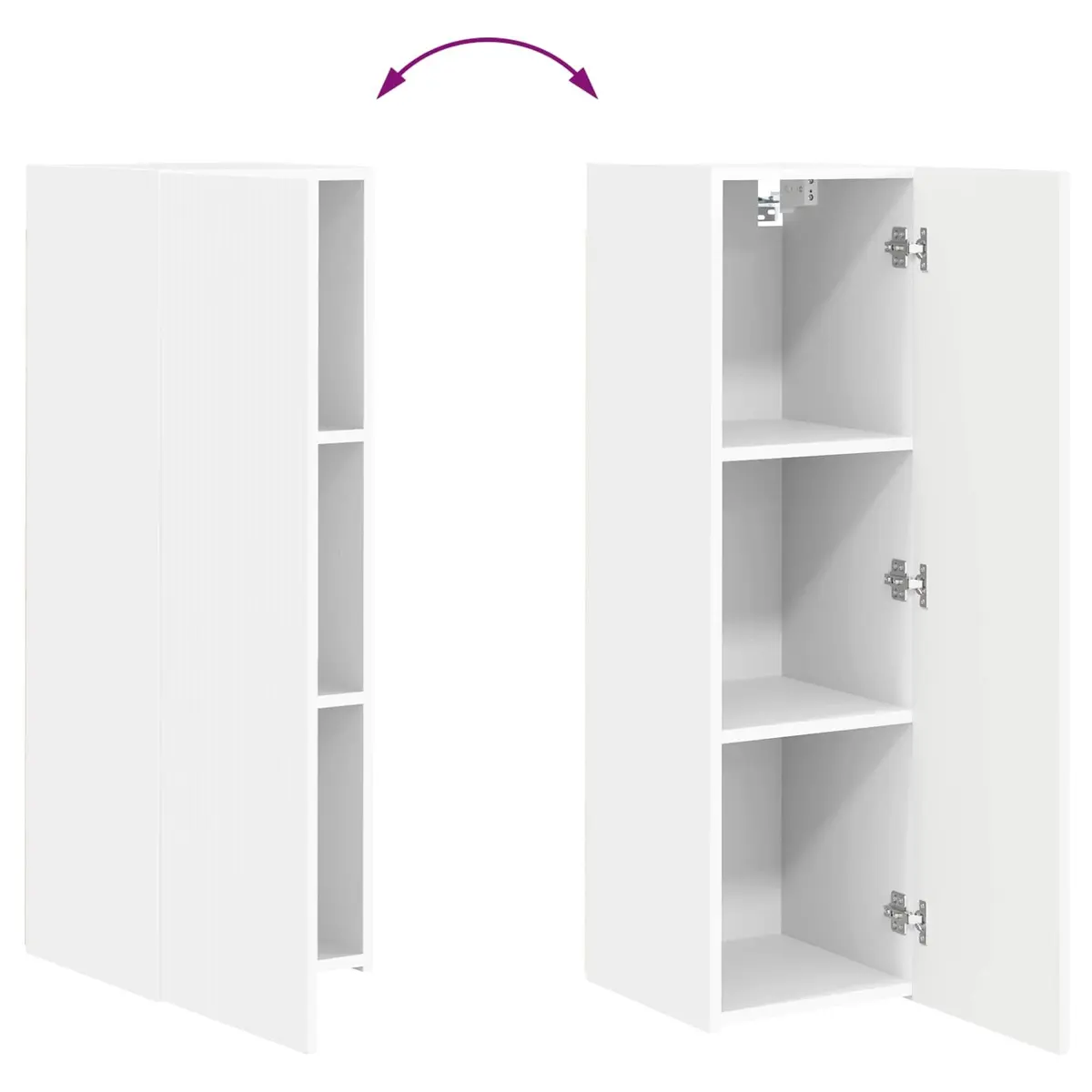 TV Wall Cabinet Set White Wall-Mounted 4 Piece Engineered Wood Storage Entertainment Unit