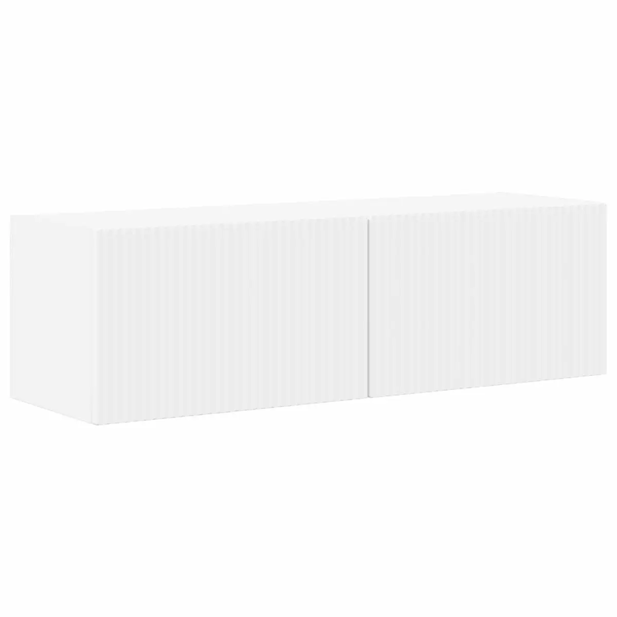 TV Wall Cabinet Set White Wall-Mounted 4 Piece Engineered Wood Storage Entertainment Unit