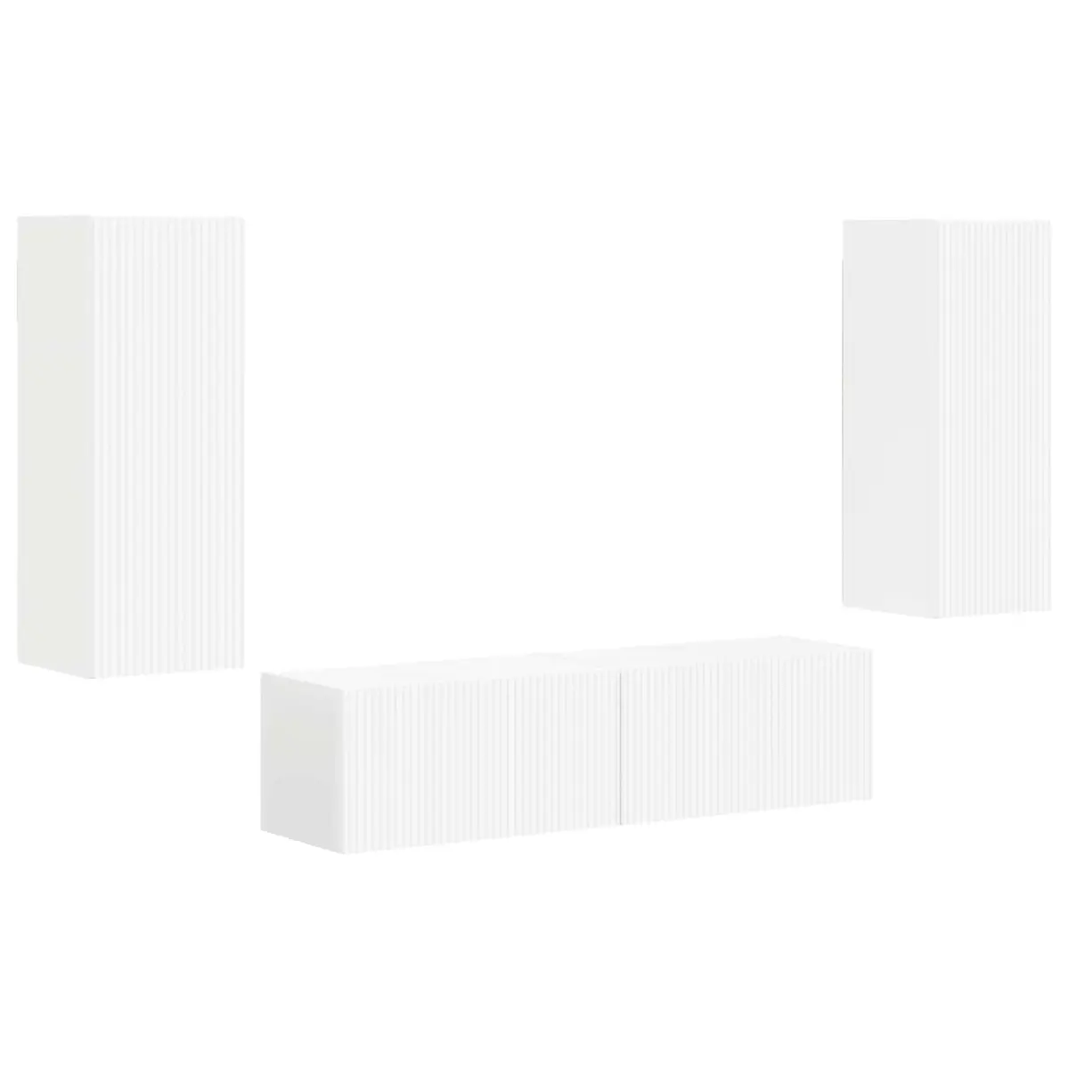Wall-mounted TV Cabinet Set 2 Pieces White Modern Style