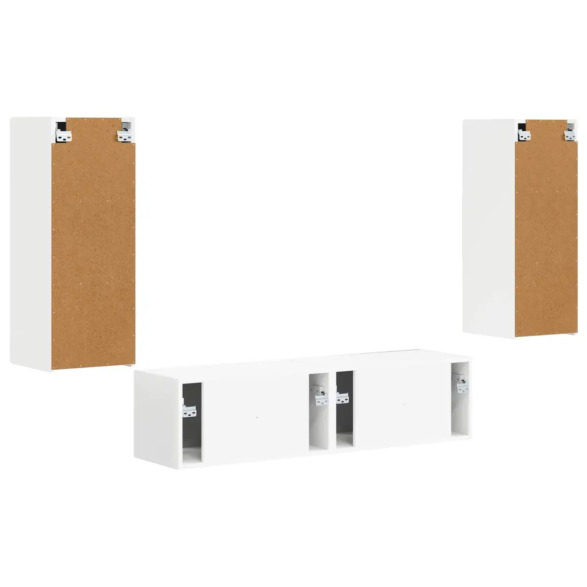 Wall-mounted TV Cabinet Set 2 Pieces White Modern Style