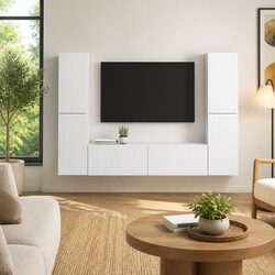 6-Piece White TV Cabinet and Entertainment Centre