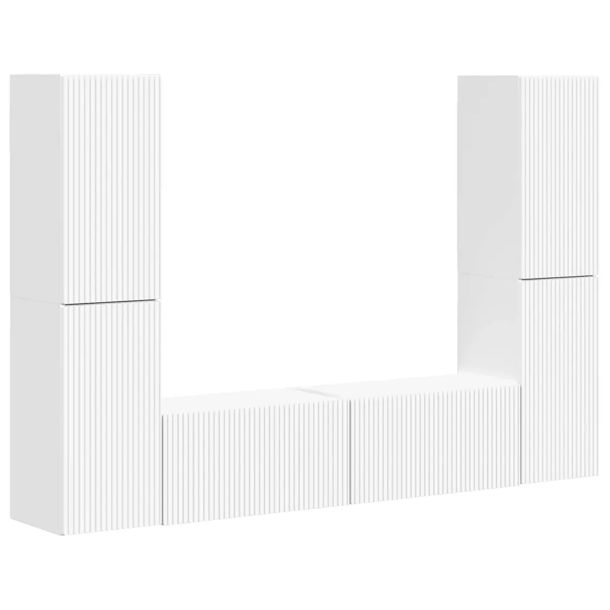 TV Cabinet Set White Modern Entertainment Centre Storage Unit 6 Piece Engineered Wood