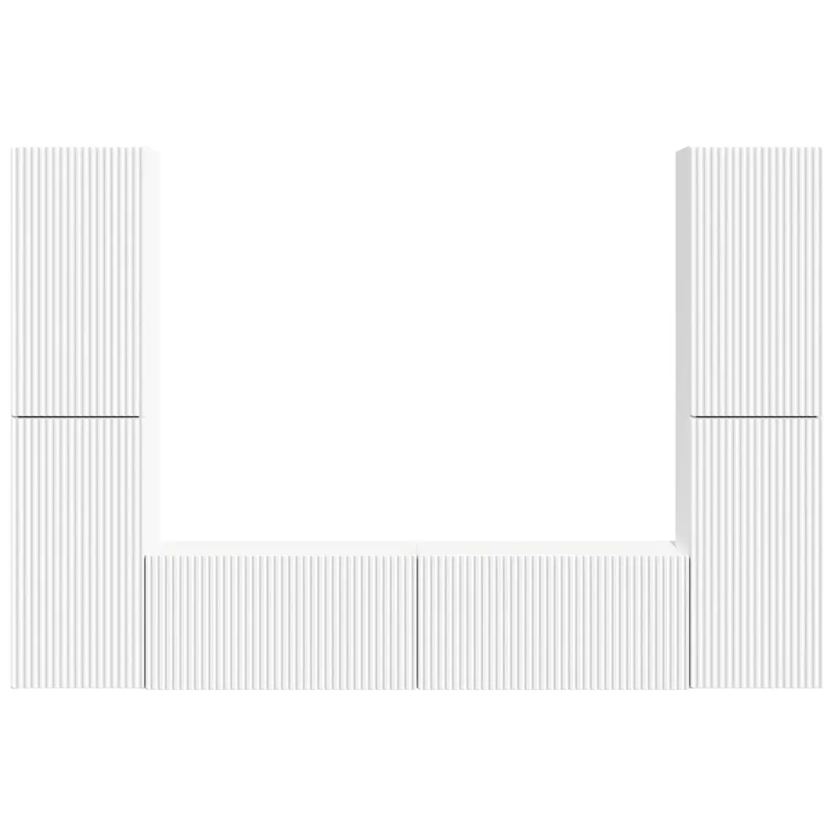 TV Cabinet Set White Modern Entertainment Centre Storage Unit 6 Piece Engineered Wood