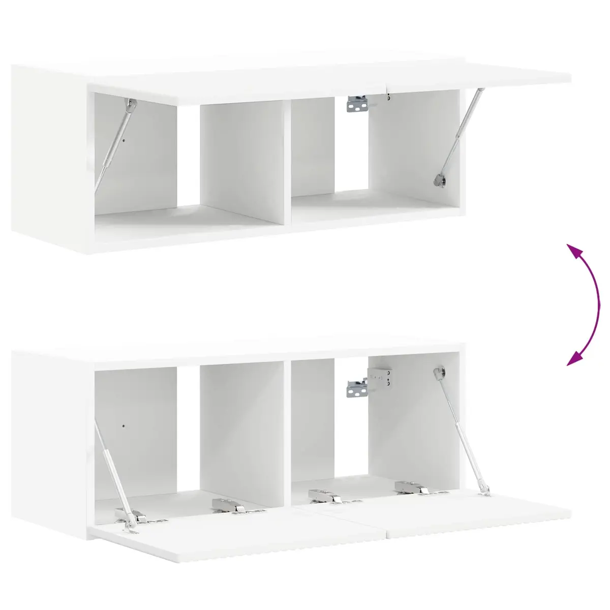 TV Cabinet Wall Mounted 8 Piece White Media Unit Storage Cabinet