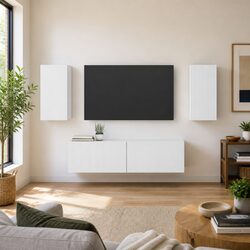 White 4-Piece TV Cabinet Set for Entertainment