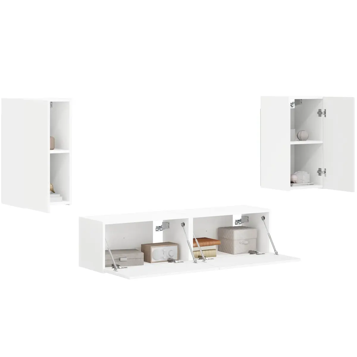 White 4-Piece TV Cabinet Set for Entertainment