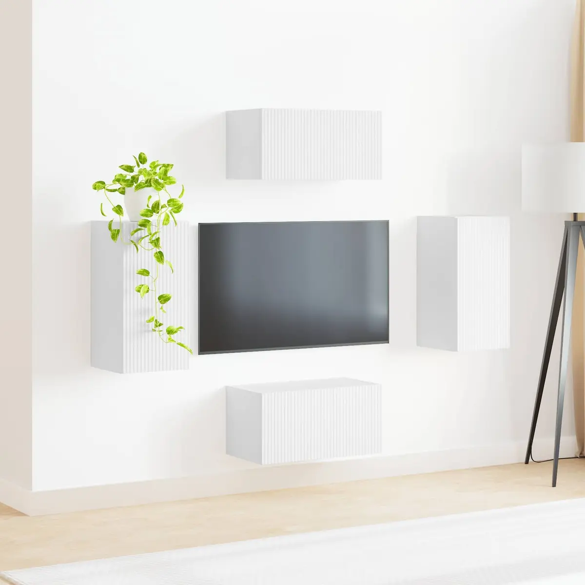 White 4-Piece TV Cabinet Set for Entertainment