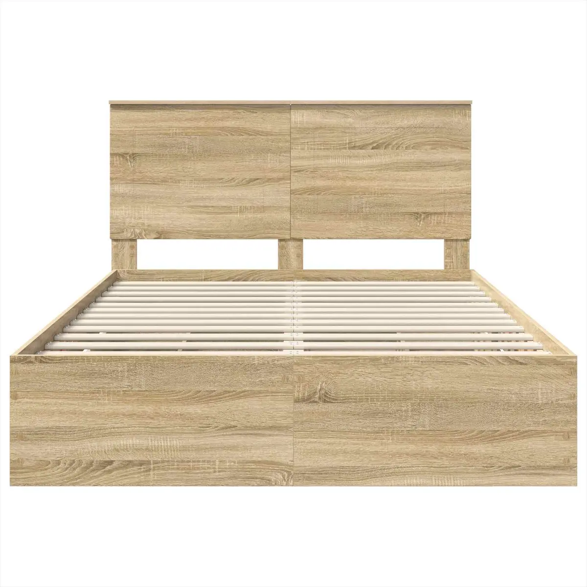 Bed Frame Modern Brown Engineered Wood with Storage Drawer 150 x 200 cm