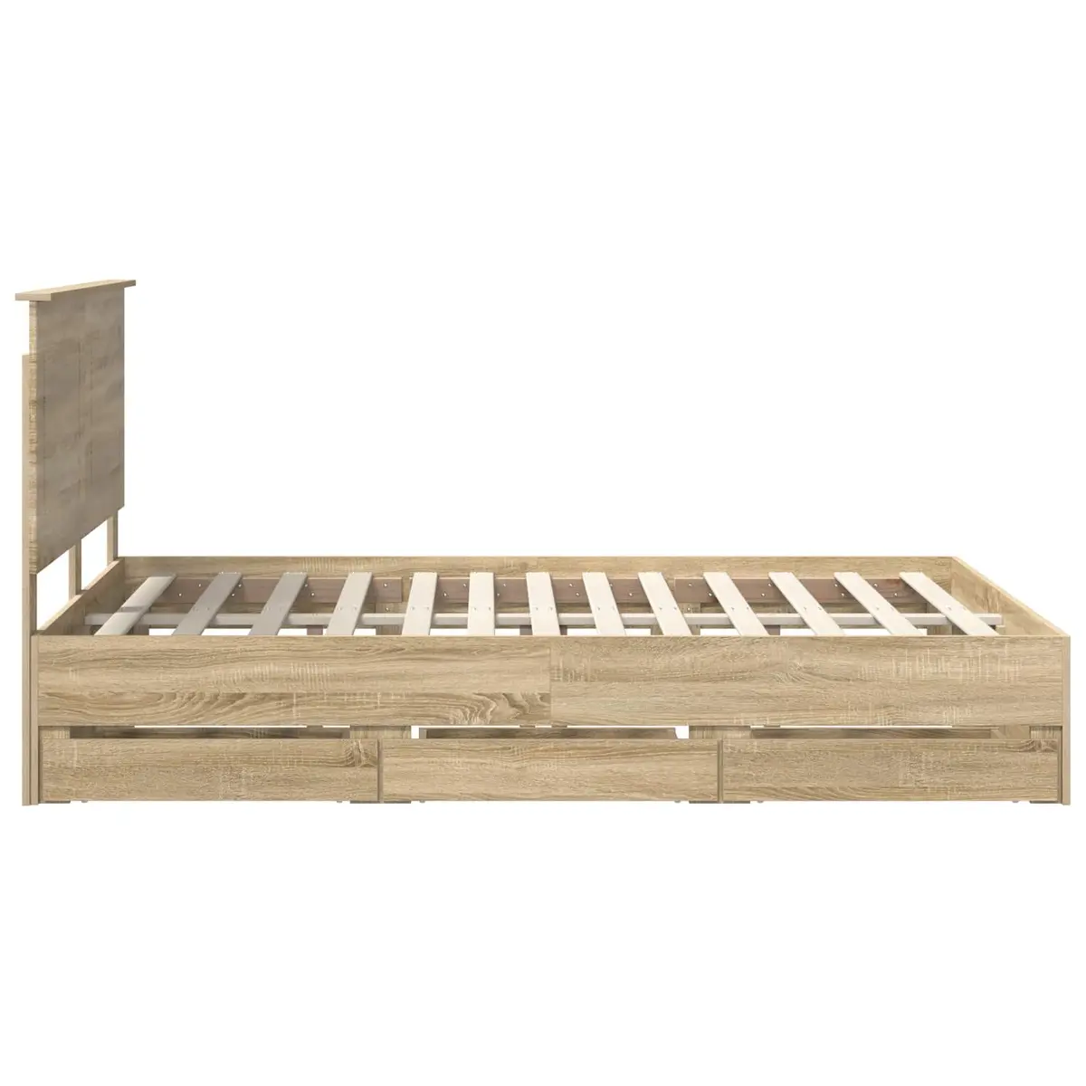 Bed Frame Modern Brown Engineered Wood with Storage Drawer 150 x 200 cm