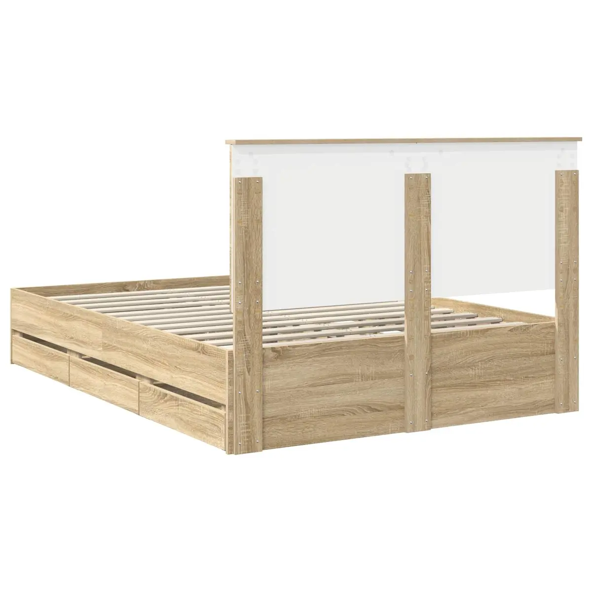 Bed Frame Modern Brown Engineered Wood with Storage Drawer 150 x 200 cm