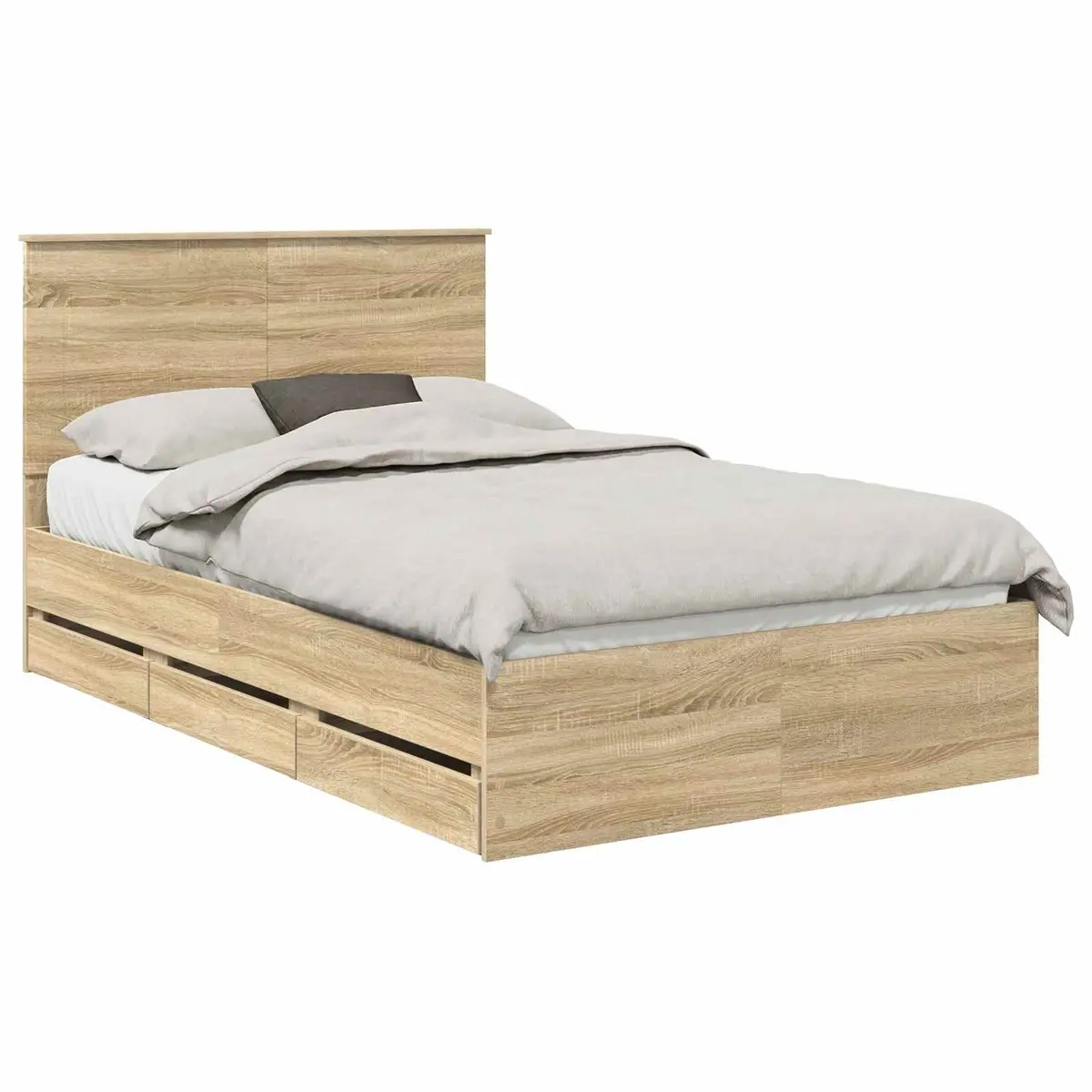 Sonoma Oak Bed Frame with Storage Drawer 135 x 190 cm