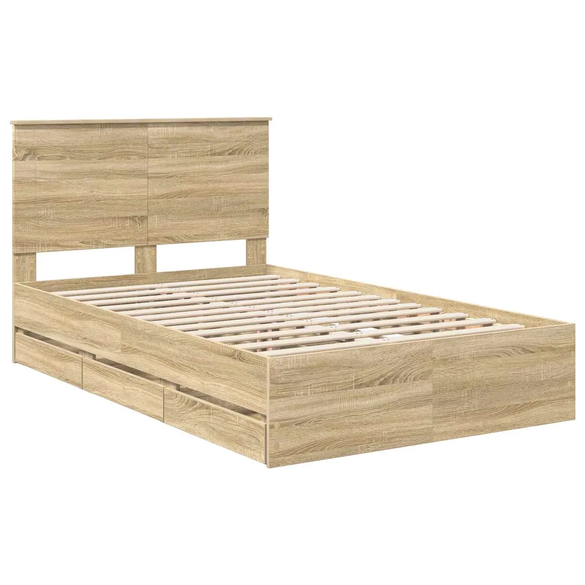 Sonoma Oak Bed Frame with Storage Drawer 135 x 190 cm